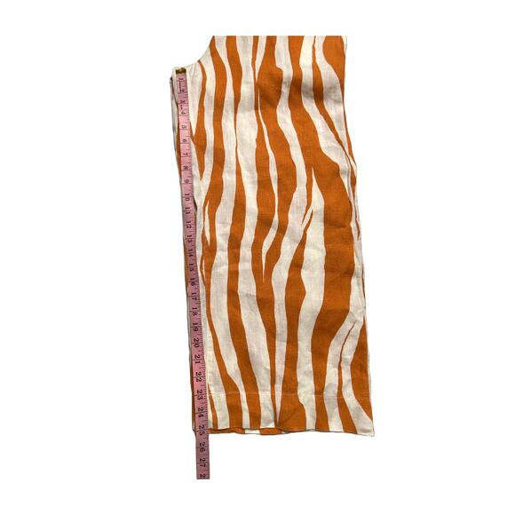 Rachel Zoe Zebra Stripe Linen Pant Set Orange White Top L Pants S India - Picture 14 of 16